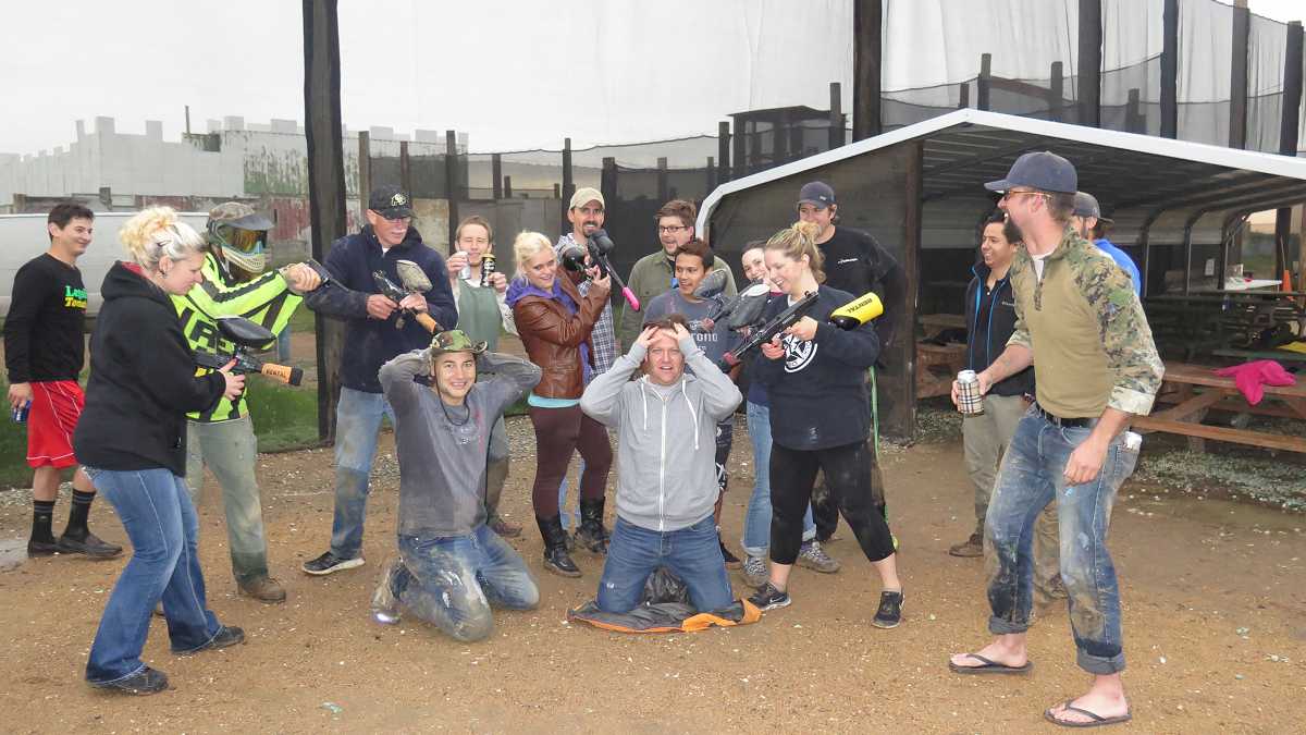 Paintball Team having fun after a day at the facility